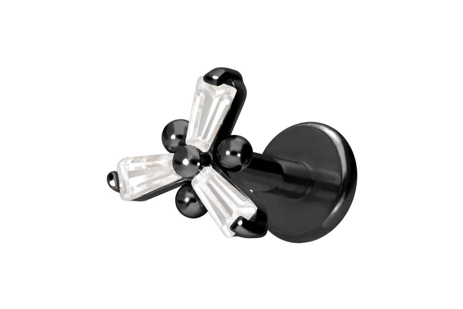 Titan Labret Piercing mit Innengewinde KRISTALLBLUME